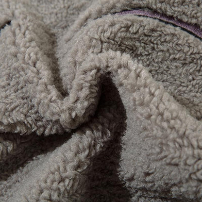 Details of gray Fluffy Fleece Zip-up Jacket showing the texture of the fabric