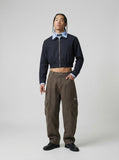Cropped Bomber Jacket with Striped Collar