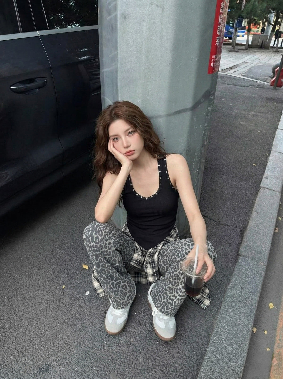 Metal Studded Camouflage Tank Top