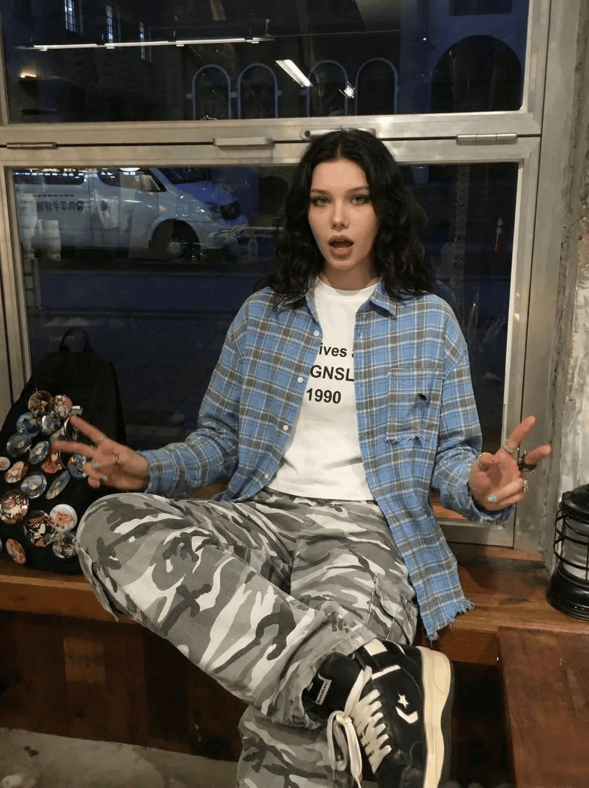 Camouflage Wide-Leg Cargo Pants