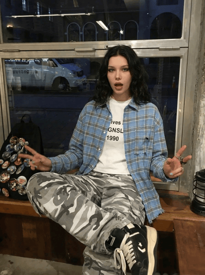 Camouflage Wide-Leg Cargo Pants