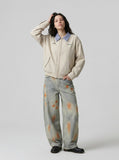 Paint-Splatter Wide-Leg Jeans