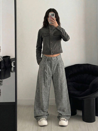 Cropped Denim-Style Jacket