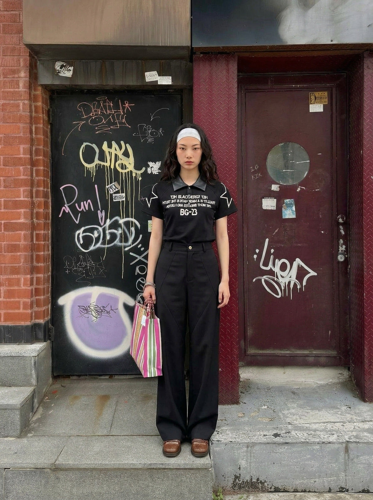Distressed Graphic Polo Shirt