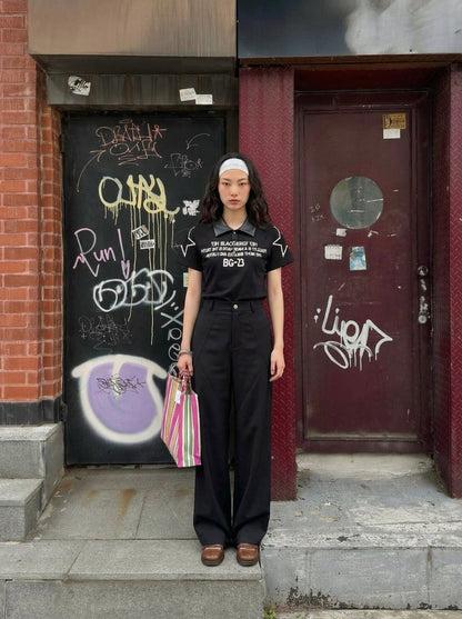 Distressed Graphic Polo Shirt