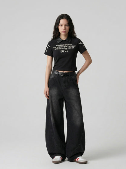 Distressed Graphic Polo Shirt