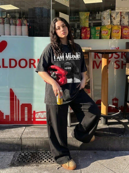 I AM MUSIC Graphic Oversized T-Shirt