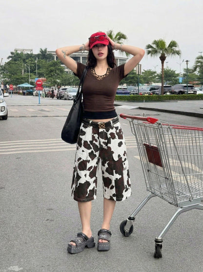 Layered Leopard Print Knit Top