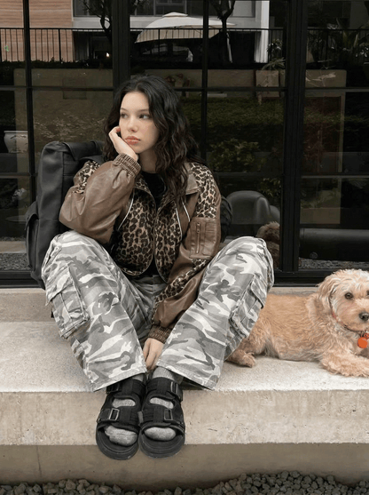 Camouflage Wide-Leg Cargo Pants