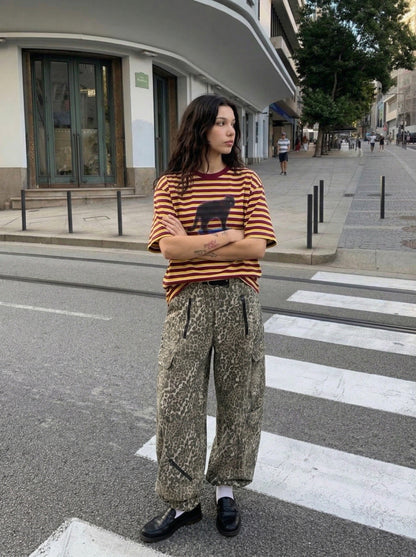 Burgundy & Yellow Striped T-Shirt