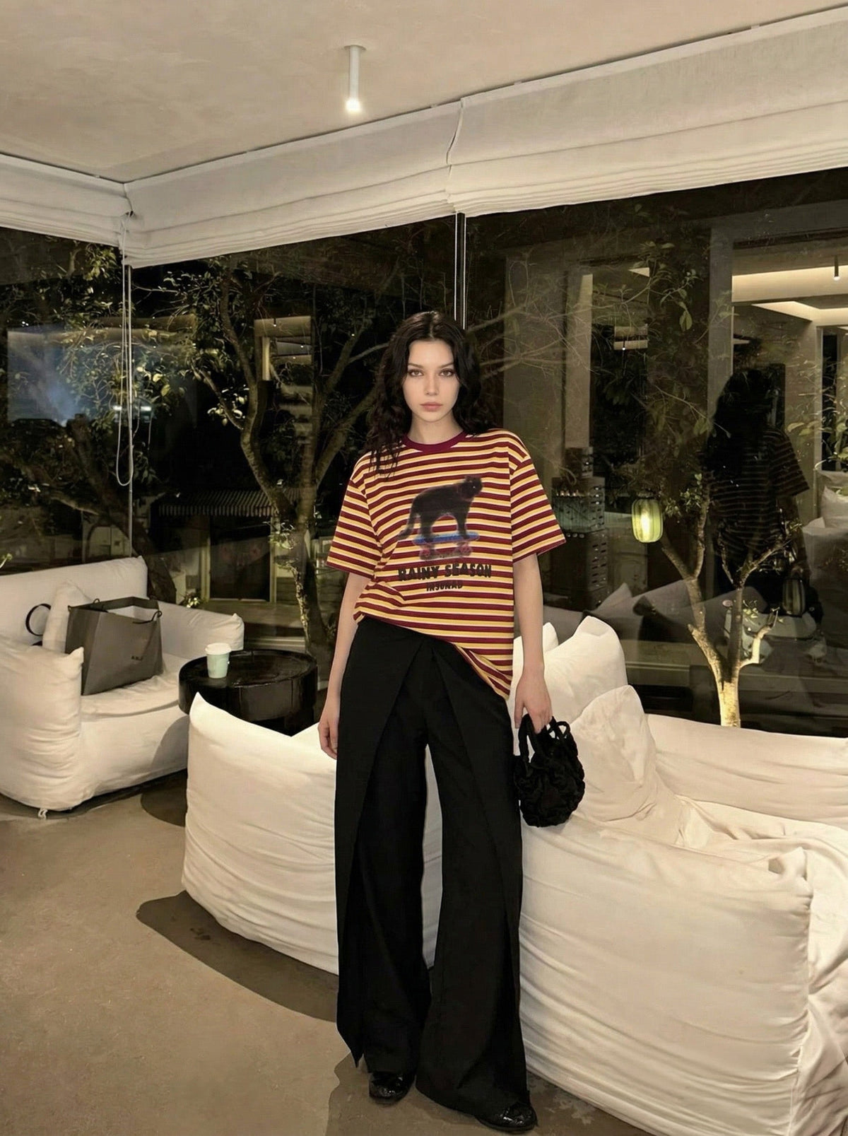 Burgundy & Yellow Striped T-Shirt