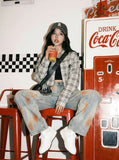 Paint-Splatter Baggy Distressed Jeans