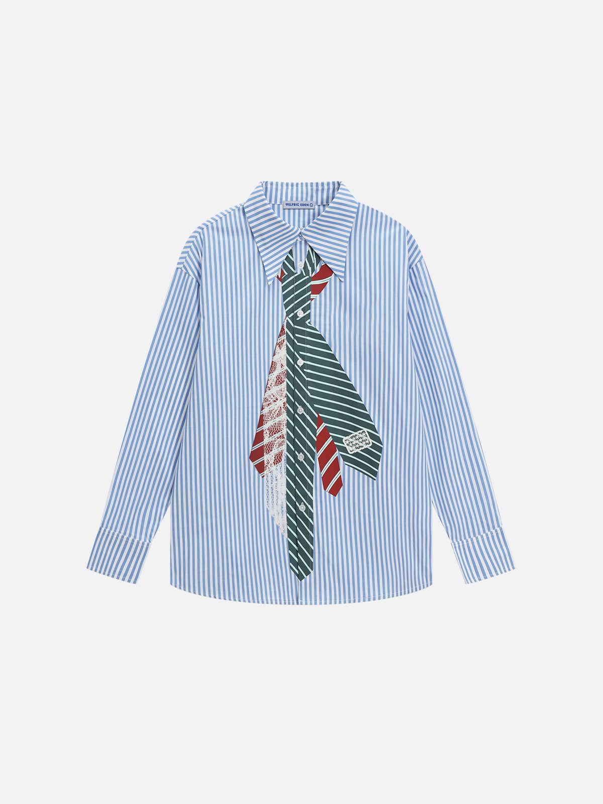Necktie Graphic Stripe Long Sleeve Shirt