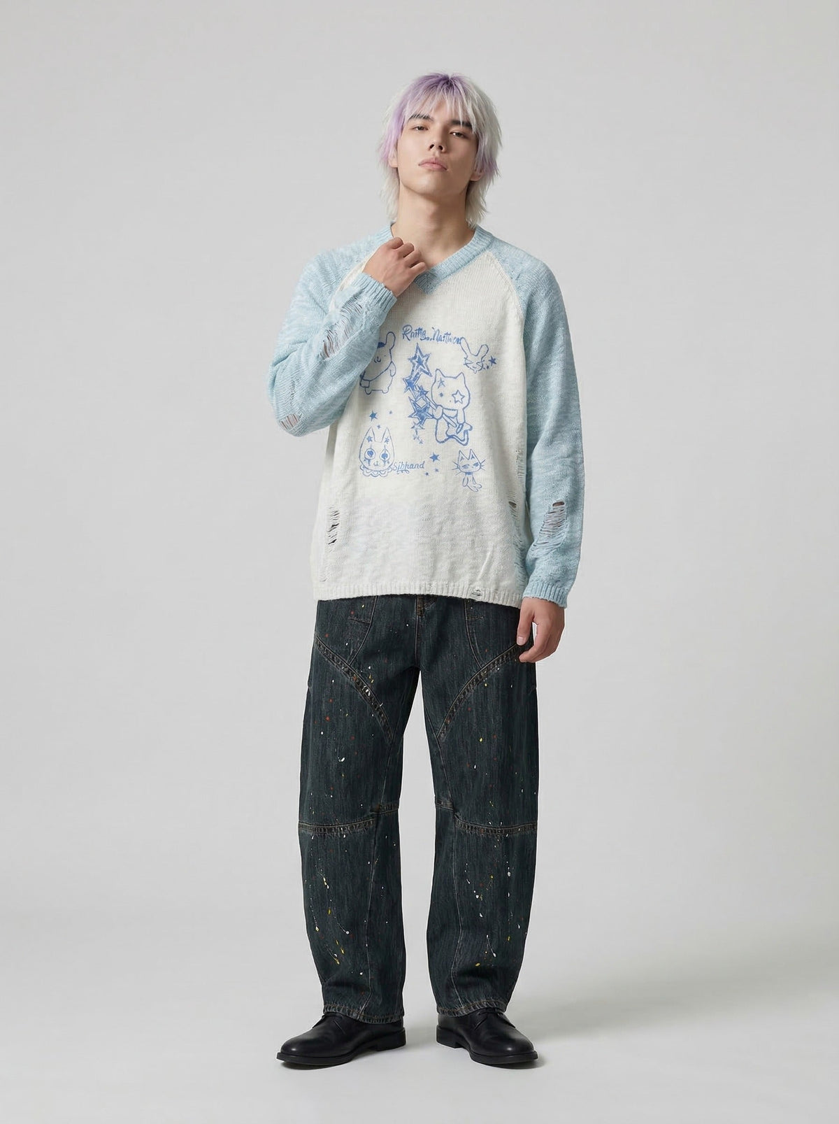 Color-Blocked Long-Sleeve Sweater