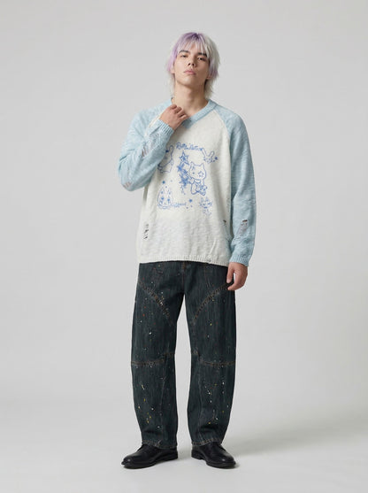 Color-Blocked Long-Sleeve Sweater