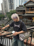 Distressed Dragon Graphic Oversized T-Shirt