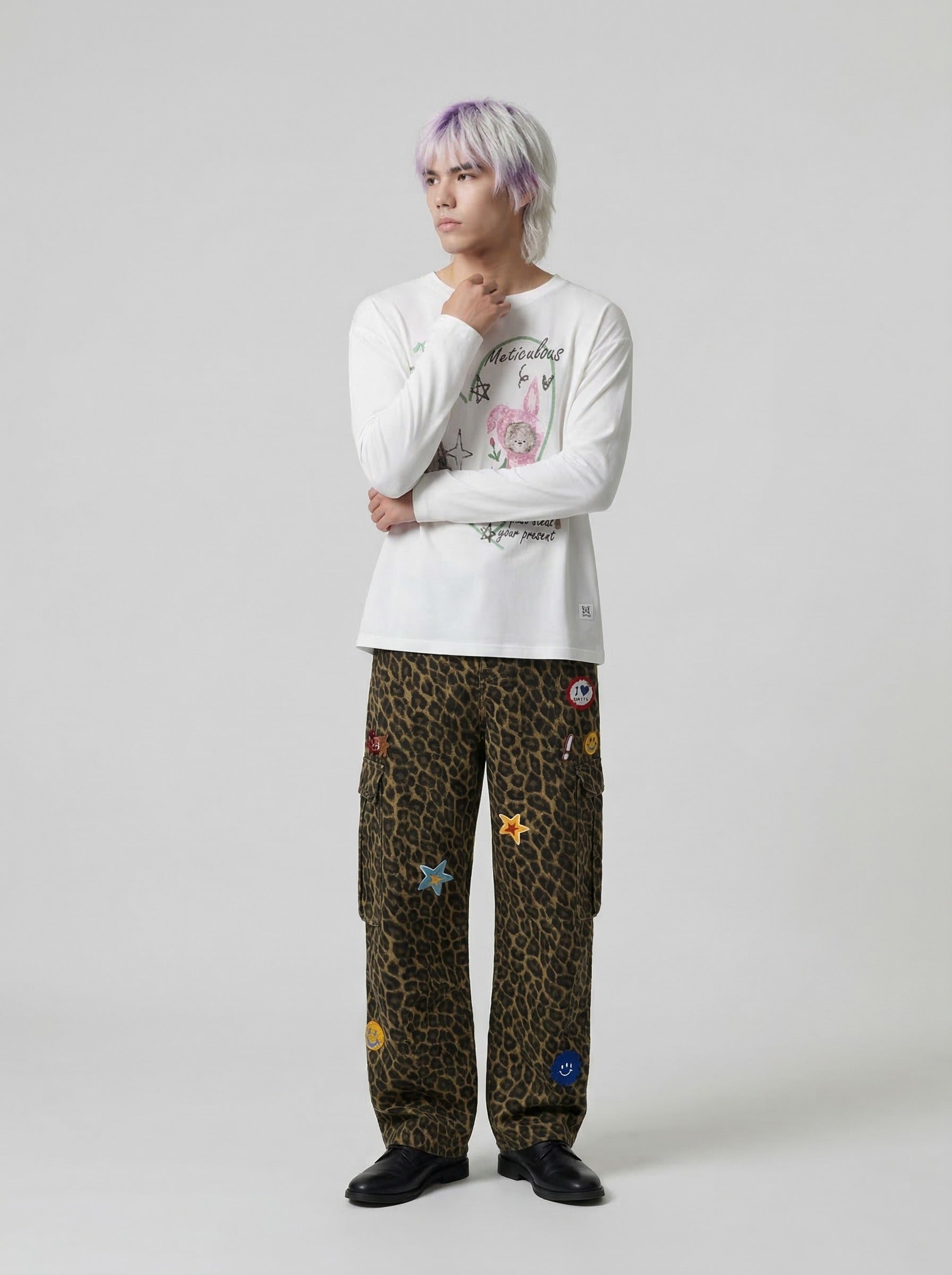 Meticulous Cartoon Graphic Long-Sleeve T-Shirt