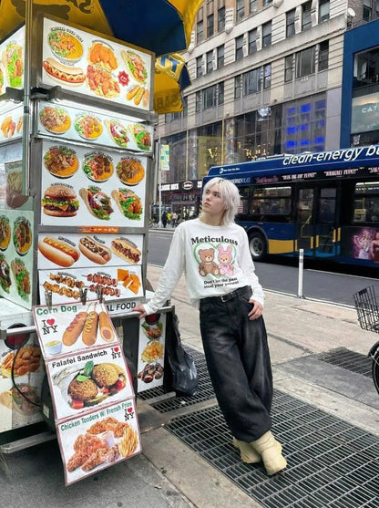 Meticulous Cartoon Graphic Long-Sleeve T-Shirt
