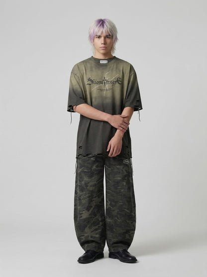 Ombre Distressed Graphic T-Shirt