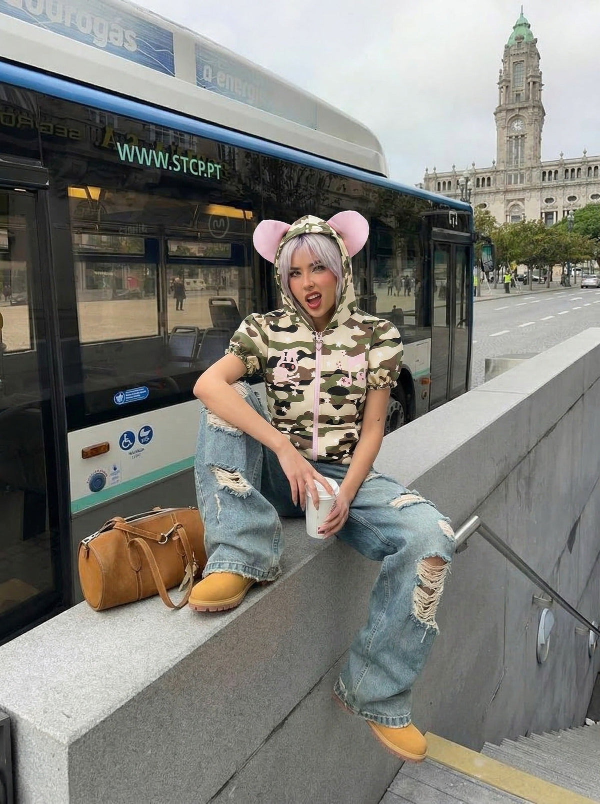 Playful Camouflage Hooded Jacket