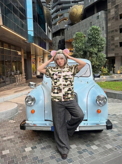 Playful Camouflage Hooded Jacket