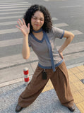 Checkered Mock Scarf T-Shirt