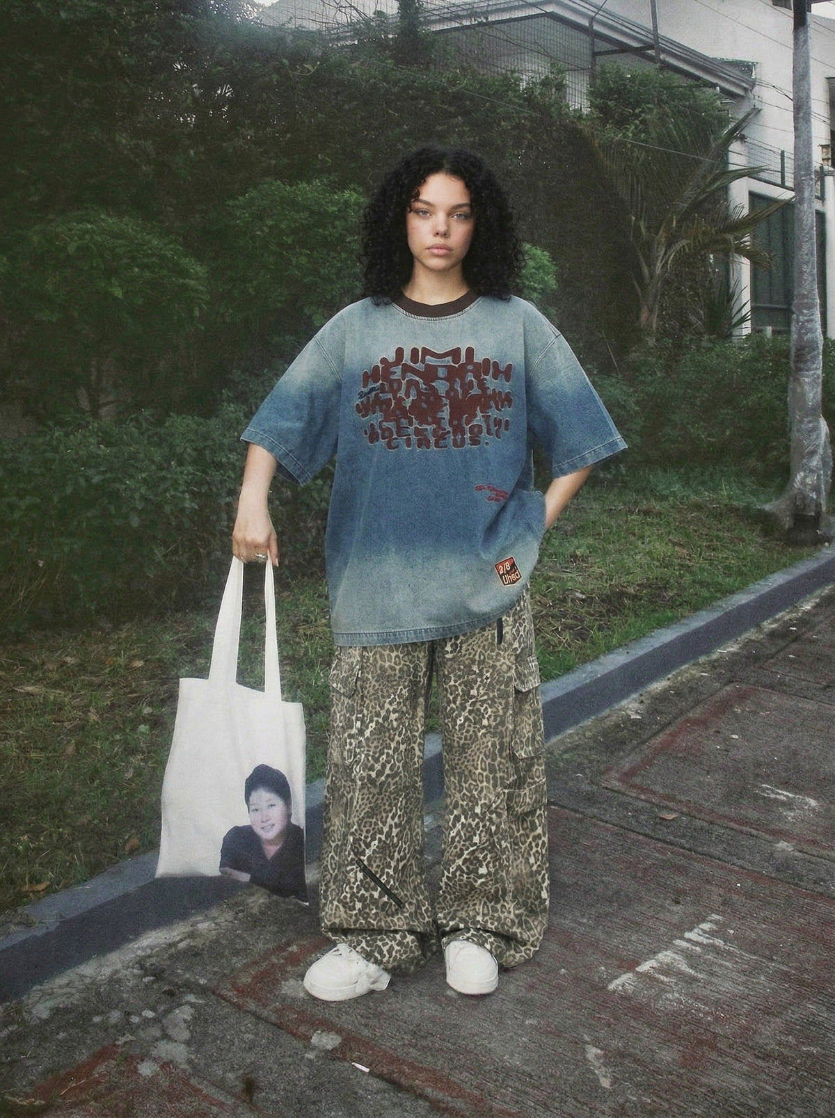 Gradient Denim Wash Oversized T-Shirt