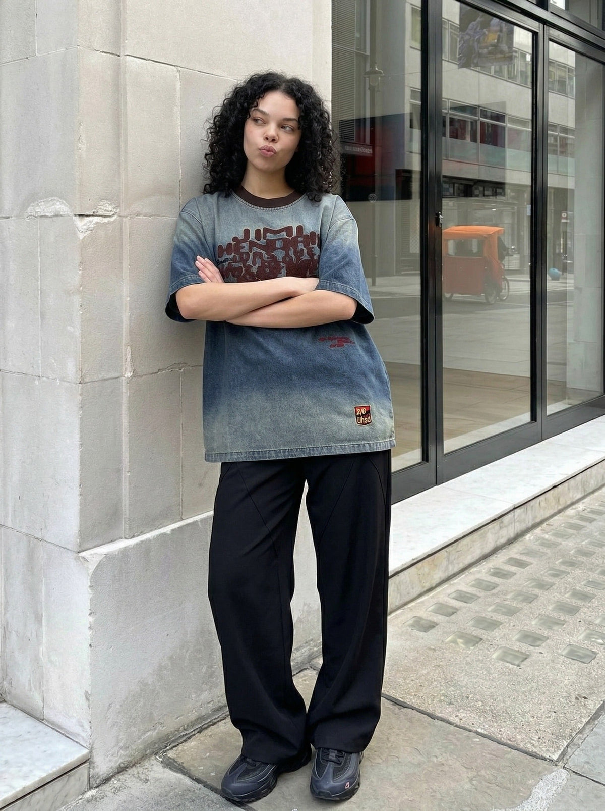 Gradient Denim Wash Oversized T-Shirt
