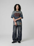 Gradient Denim Wash Oversized T-Shirt