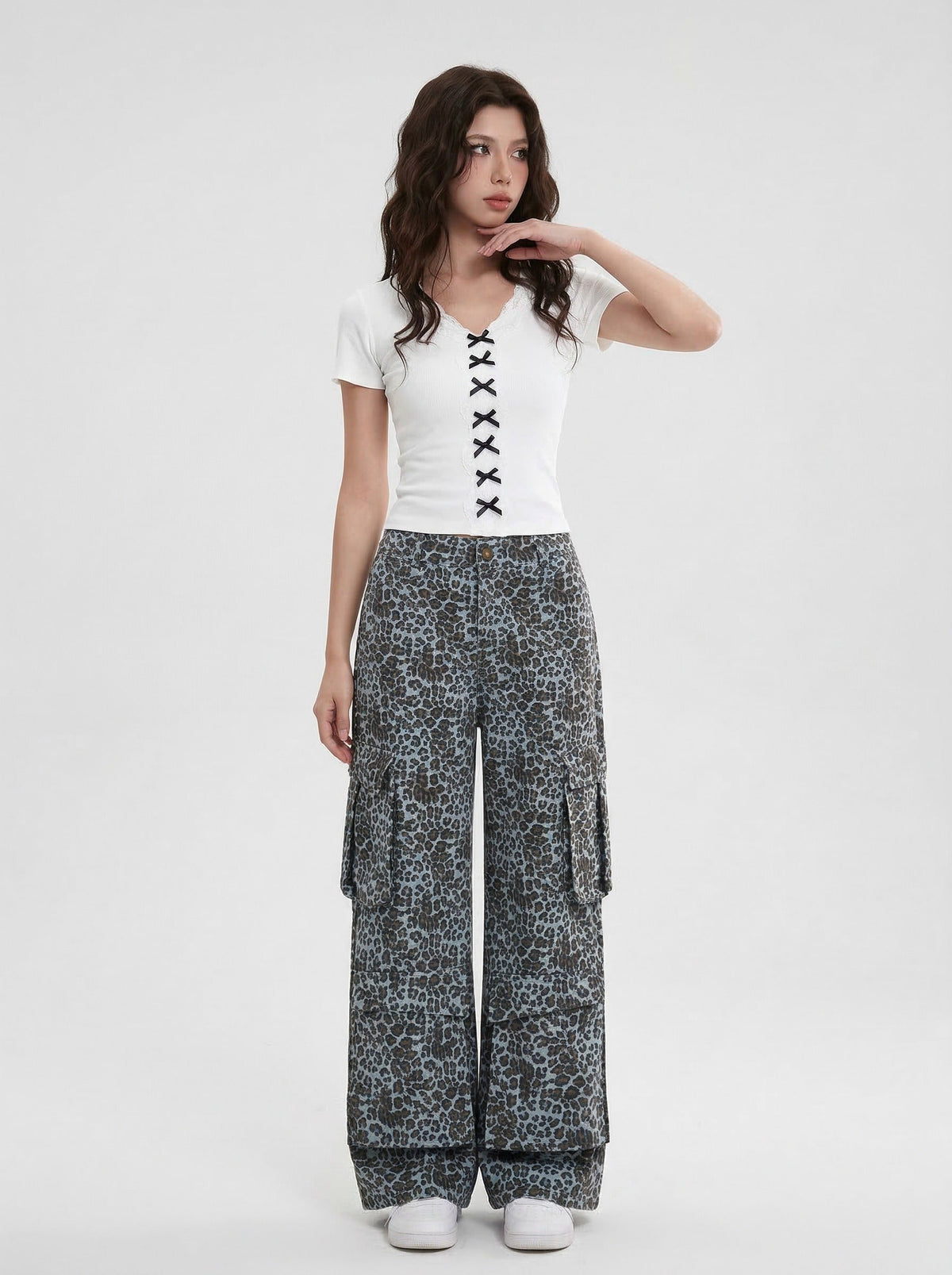Sleek V-Neck Lace Detail Top