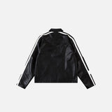 Women's Leather Crop Racing Jacket