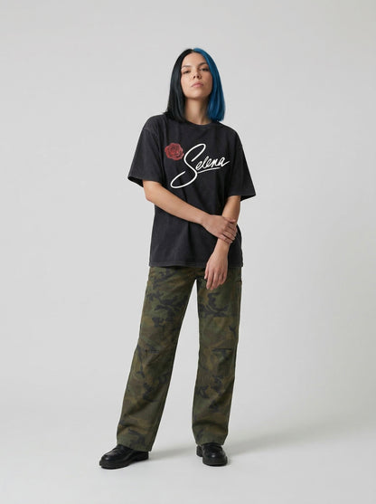 Vintage Black Rose Graphic T-Shirt
