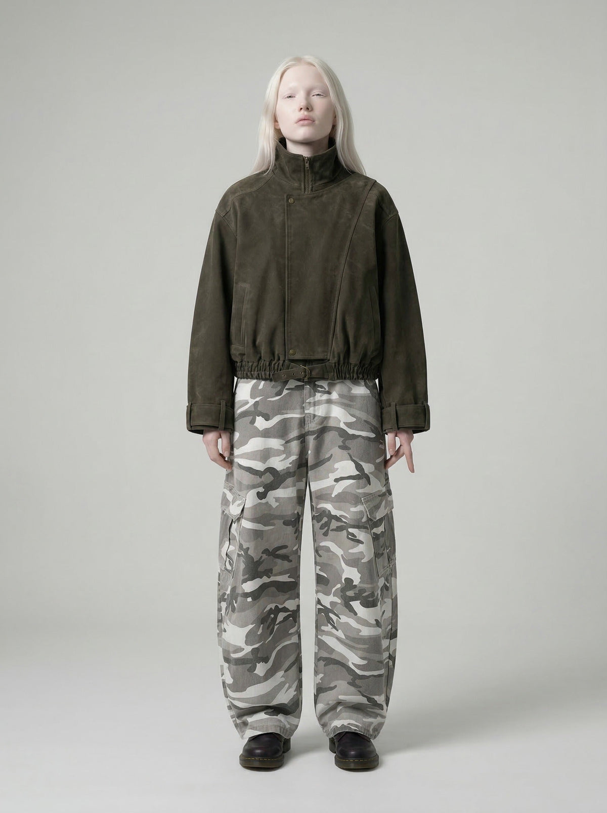 Camouflage Wide-Leg Cargo Pants