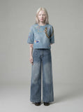 Light Blue Wide-Leg Denim Culottes