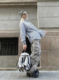 Camouflage Wide-Leg Cargo Pants